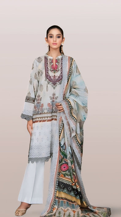 Rangriti Lawn with bothi Embroidery Lawn Voile Dupatta