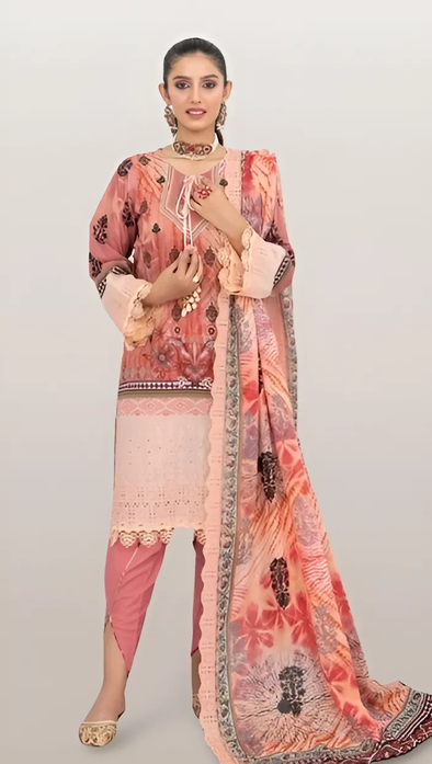 Rangriti Lawn with bothi Embroidery Lawn Voile Dupatta